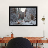 New York Street Winter Snow Usa Beautyfull Framed Canvas Wall Art - Framed Prints, Prints for Sale, Canvas Painting