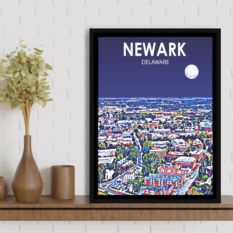 Newark Art V1, Large Canvas, Framed Canvas Print Wall Art Home Decor, Floating Frame