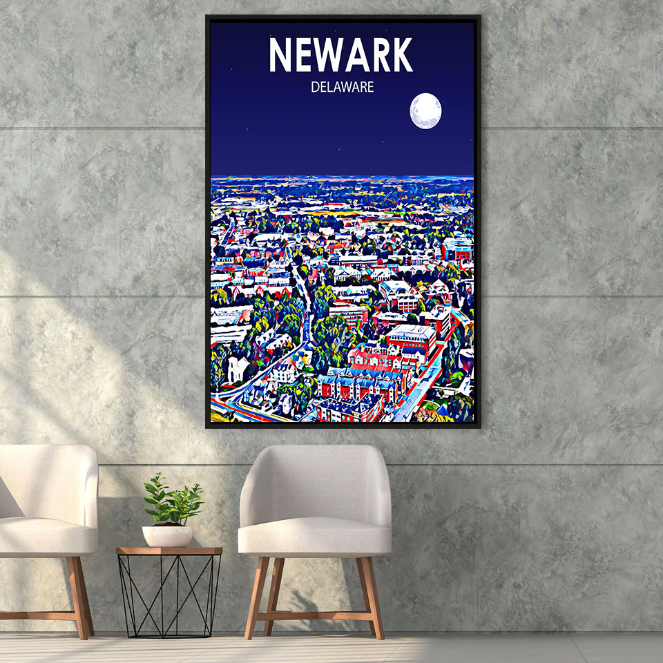 Newark Art V1, Large Canvas, Framed Canvas Print Wall Art Home Decor, Floating Frame