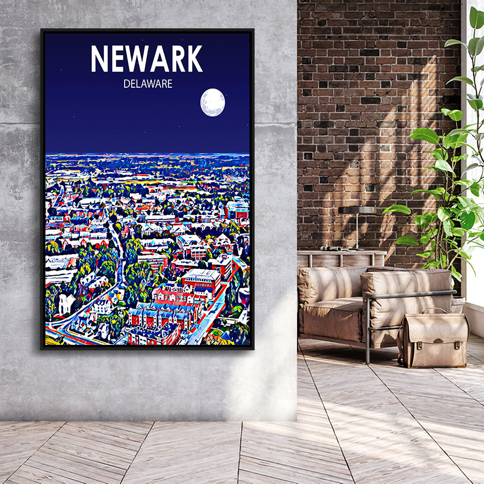 Newark Art V1, Large Canvas, Framed Canvas Print Wall Art Home Decor, Floating Frame
