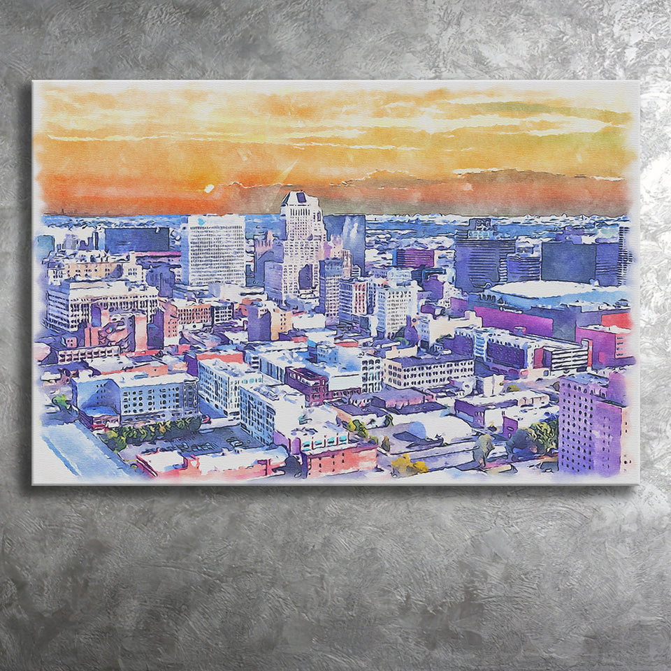 Newark Watercolor Newark New Jersey, Sport Art Prints Fan Gift, Canvas Prints Wall Art Decor