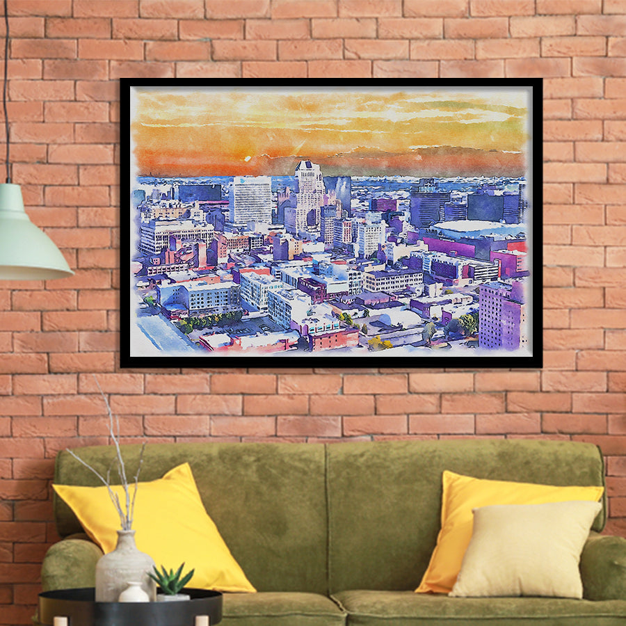 Newark Watercolor Newark New Jersey, Sport Prints Fan Gift, Framed Art Prints Wall Art Decor