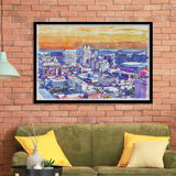 Newark Watercolor Newark New Jersey, Sport Prints Fan Gift, Framed Art Prints Wall Art Decor