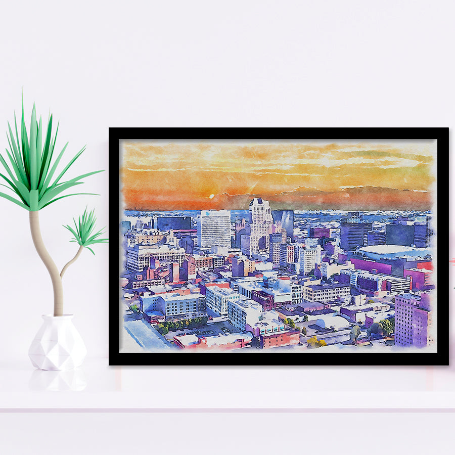 Newark Watercolor Newark New Jersey, Sport Prints Fan Gift, Framed Art Prints Wall Art Decor