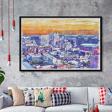 Newark Watercolor Newark New Jersey, Sport Prints Fan Gift, Framed Art Prints Wall Art Decor