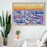 Newark Watercolor Newark New Jersey, Sport Art Prints Fan Gift, Framed Canvas Prints Wall Art Decor