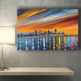 Newport News Virginia Skyline Newport City Painting Wall Art, Sport Art Prints Fan Gift, Canvas Prints Wall Art Decor