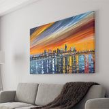 Newport News Virginia Skyline Newport City Painting Wall Art, Sport Art Prints Fan Gift, Canvas Prints Wall Art Decor