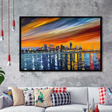 Newport News Virginia Skyline Newport City Painting Wall Art, Sport Prints Fan Gift, Framed Art Prints Wall Art Decor