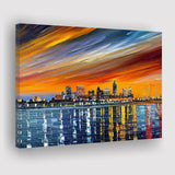 Newport News Virginia Skyline Newport City Painting Wall Art, Sport Art Prints Fan Gift, Canvas Prints Wall Art Decor