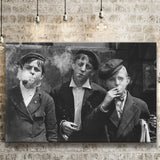 Newsies Boys Smoking Black And White Print, Lewis Hine Canvas Prints Wall Art Home Decor
