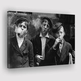Newsies Boys Smoking Black And White Print, Lewis Hine Canvas Prints Wall Art Home Decor