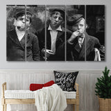 Newsies Boys Smoking Black And White Print, Lewis Hine Larger Canvas Art, 5 Piece Canvas Prints Wall Art Decor