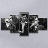 Newsies Boys Smoking Black And White Print, Lewis Hine 5 Panels, Canvas Prints Wall Art Decor, Large Canvas Art