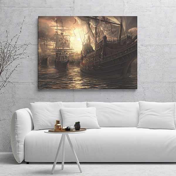 Pirate Ship Ocean Canvas Wall Art - Canvas Prints, Prints For Sale, Painting Canvas,Canvas On Sale