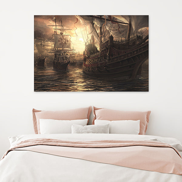 Pirate Ship Ocean Canvas Wall Art - Canvas Prints, Prints For Sale, Painting Canvas,Canvas On Sale