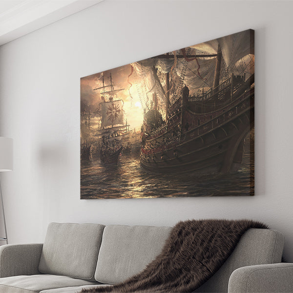 Pirate Ship Ocean Canvas Wall Art - Canvas Prints, Prints For Sale, Painting Canvas,Canvas On Sale