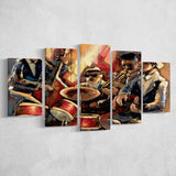 Music wall art Jazz Club Musical instruments Painting 5 Piece Canvas Prints Wall Art - Painting Prints, Wall Decor,Multi Panel