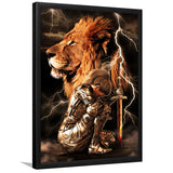 Lion Female Warrior Framed Art Print Wall Decor - Painting Art, Framed Picture, Home Decor