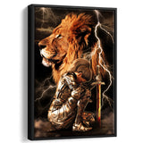 Lion Female Warrior Framed Canvas Prints Wall Art - Painting Canvas, Framed Picture, Home Art Decor