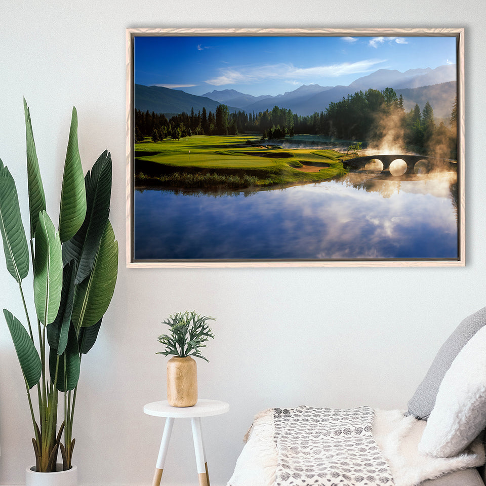 Nicklaus North Golf Club Hole 03 & 12, Whistler, Bc Canada, Golf Art Print, Framed Canvas Prints Wall Art Decor, Floating Frame
