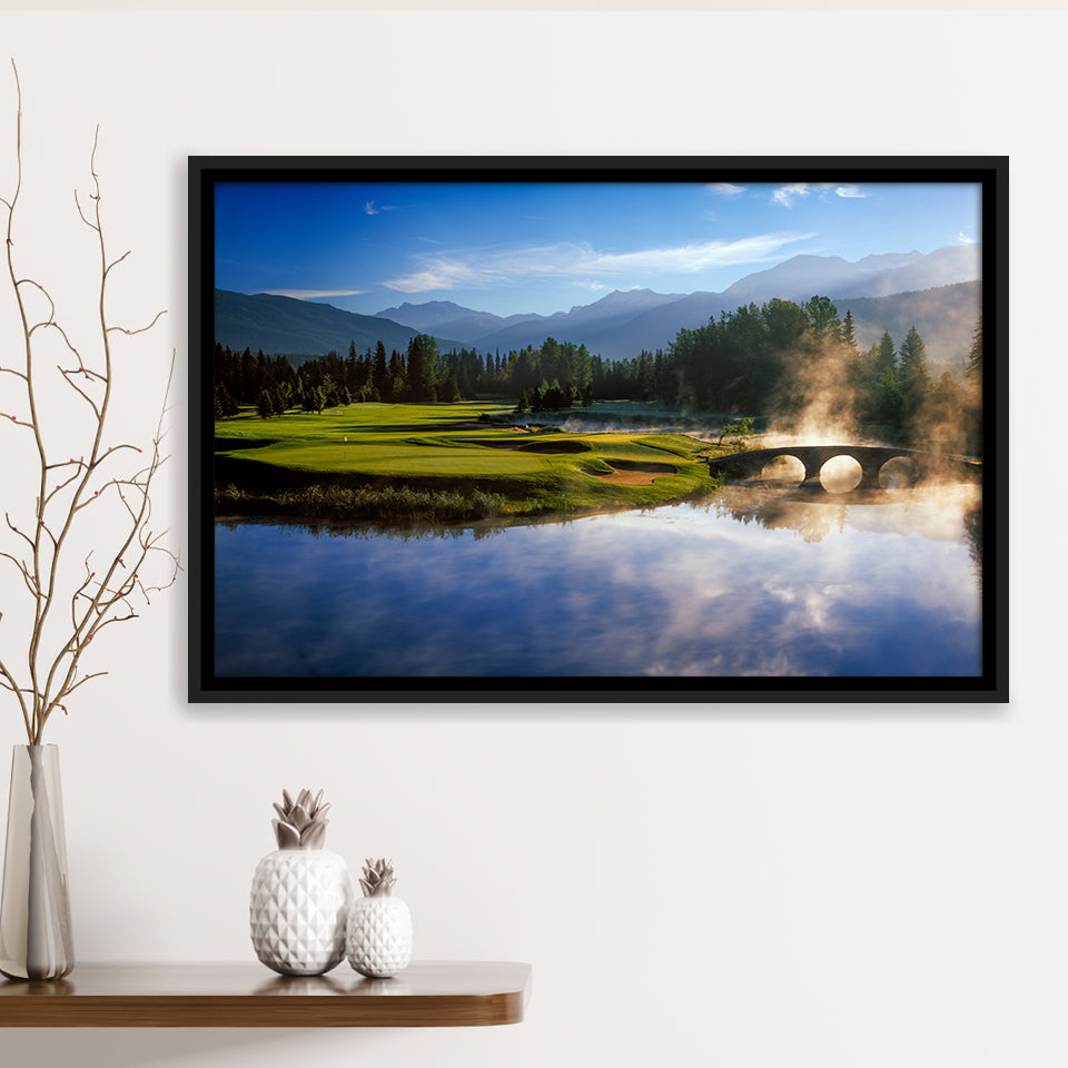 Nicklaus North Golf Club Hole 03 & 12, Whistler, Bc Canada, Golf Art Print, Framed Canvas Prints Wall Art Decor, Floating Frame