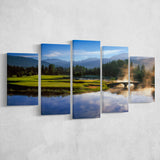 Nicklaus North Golf Club Hole 03 & 12, Whistler, Bc Canada, Golf Art Print, 5 Panels Canvas Prints Wall Art Decor