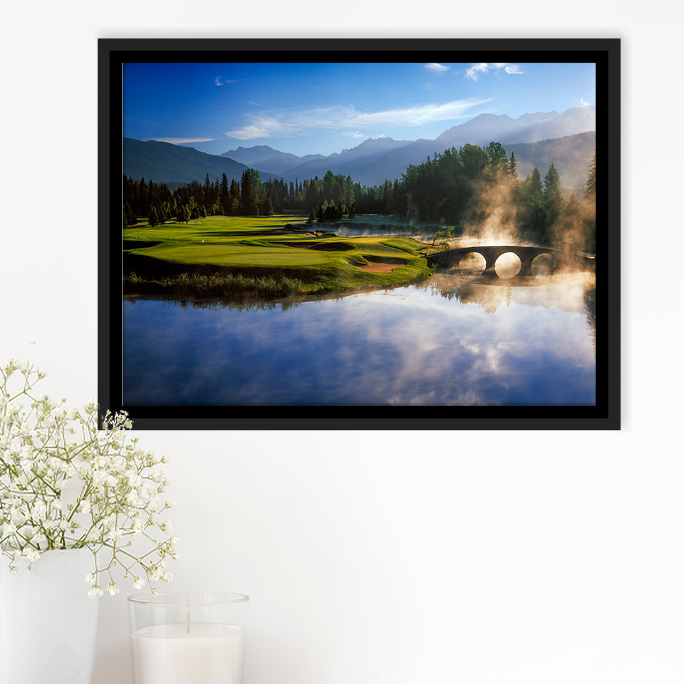Nicklaus North Golf Club Hole 03 & 12, Whistler, Bc Canada, Golf Art Print, Framed Canvas Prints Wall Art Decor, Floating Frame