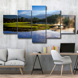 Nicklaus North Golf Club Hole 03 & 12, Whistler, Bc Canada, Golf Art Print, 5 Panels Canvas Prints Wall Art Decor