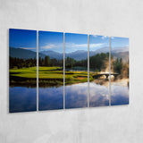Nicklaus North Golf Club Hole 03 & 12, Whistler, Bc Canada, 5 Panels Extra Large Canvas Prints Wall Art Decor