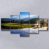 Nicklaus North Golf Club Hole 03 & 12, Whistler, Bc Canada, Golf Art Print, 5 Panels Canvas Prints Wall Art Decor