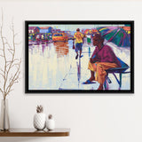 Nigerian Street Scenery, African Woman Framed Canvas Prints Wall Art Home Decor,Floating Frame