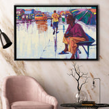 Nigerian Street Scenery, African Woman Framed Canvas Prints Wall Art Home Decor,Floating Frame