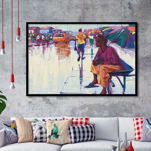 Nigerian Street Scenery, African Woman Framed Art Prints, Wall Art,Home Decor,Framed Picture