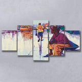 Nigerian Street Scenery, African Woman 5 Panels, Canvas Prints Wall Art Decor, Large Canvas Art