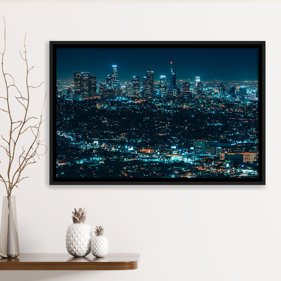 Night City Framed Canvas Prints Wall Art Decor, Framed Picture, Floating Frame