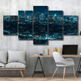 Night City 5 Piece Canvas Prints Wall Art Decor, Multi Panels, Mixed Canvas