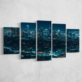 Night City 5 Piece Canvas Prints Wall Art Decor, Multi Panels, Mixed Canvas