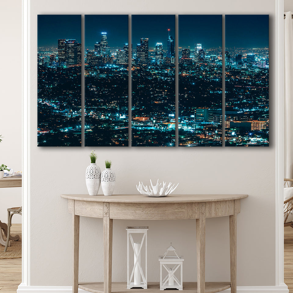 Night City 5 Piece B Canvas Prints Wall Art, Multi Panels,Large Canvas