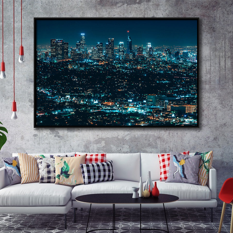 Night City Framed Canvas Prints Wall Art Decor, Framed Picture, Floating Frame