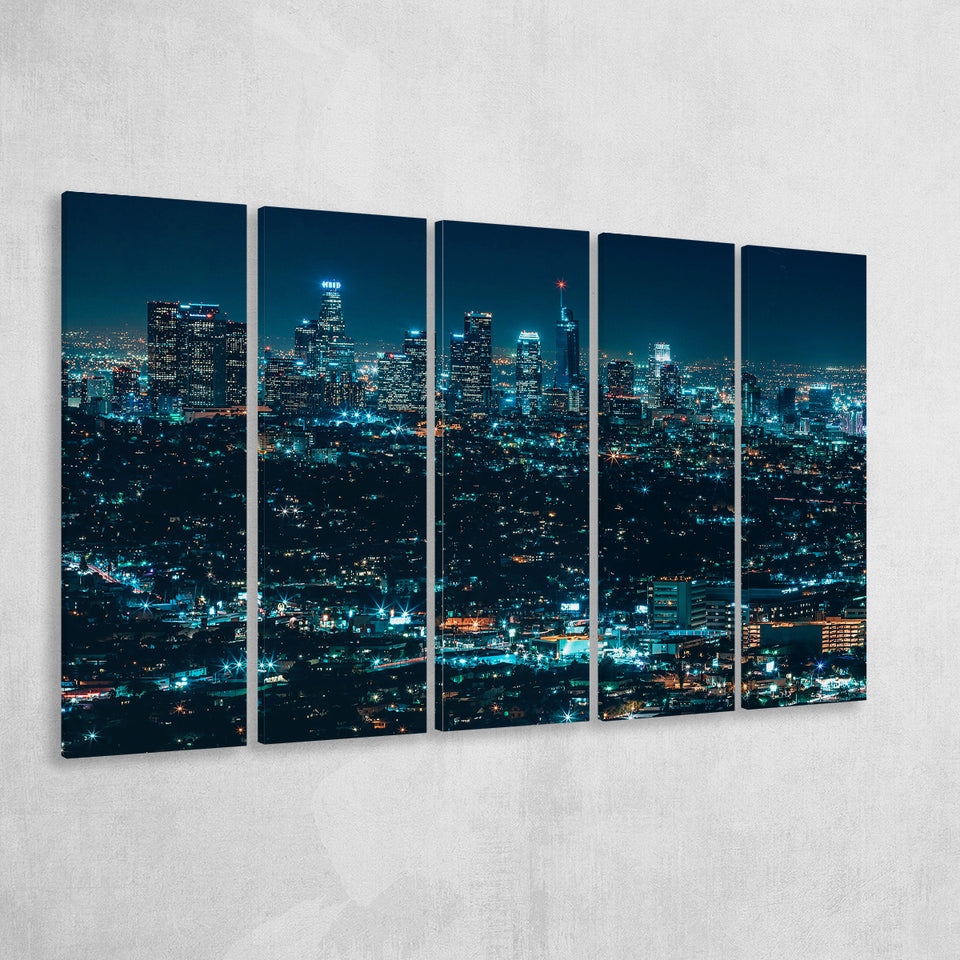 Night City 5 Piece B Canvas Prints Wall Art, Multi Panels,Large Canvas