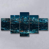 Night City 5 Piece Canvas Prints Wall Art Decor, Multi Panels, Mixed Canvas