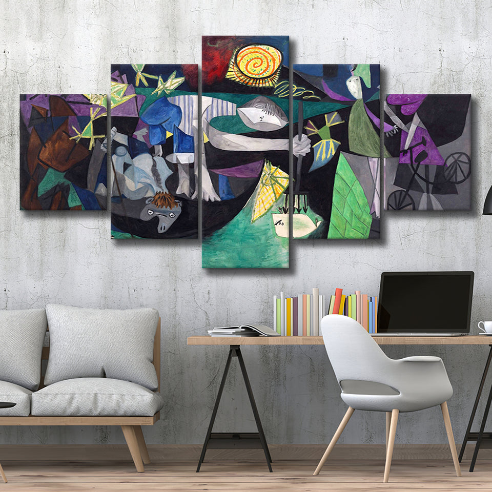 Night Fishing At Antibes, Pablo Picasso Wall Art 5 Panels, Canvas