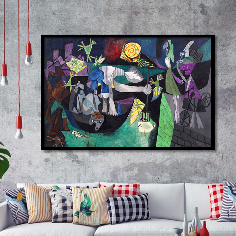 Night Fishing At Antibes, Pablo Picasso Wall Art Framed Art Prints, Wall Art,Home Decor,Framed Picture