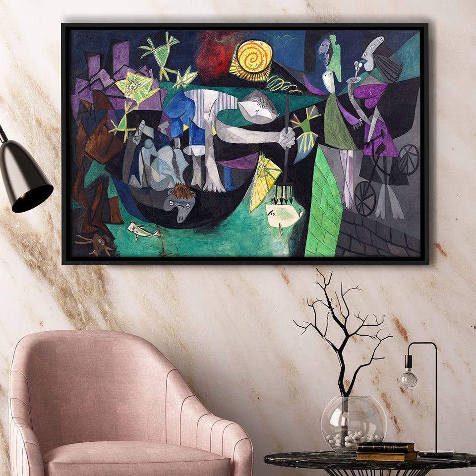 Night Fishing At Antibes, Pablo Picasso Wall Art Framed Canvas