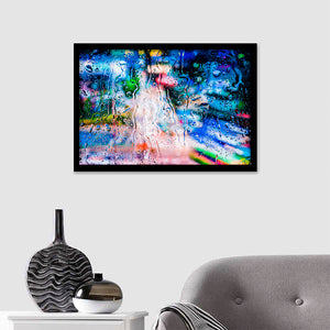 Night Rainy City Outside The Window Framed Wall Art - Framed Prints, Art Prints, Print for Sale, Painting Prints