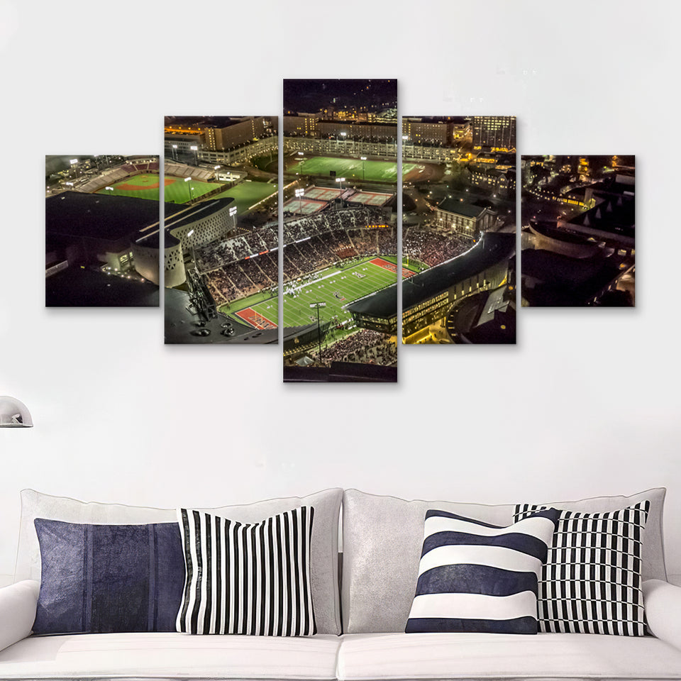Nippert Stadium, Cincinnati, Ohio 5 Pieces Canvas Prints Wall Art - Painting Canvas, Multi Panel, Fan Gift
