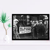 No Booze Sold Here Black And White Print, Booze Hounds Please Stay Out Framed Art Prints, Wall Art,Home Decor,Framed Picture