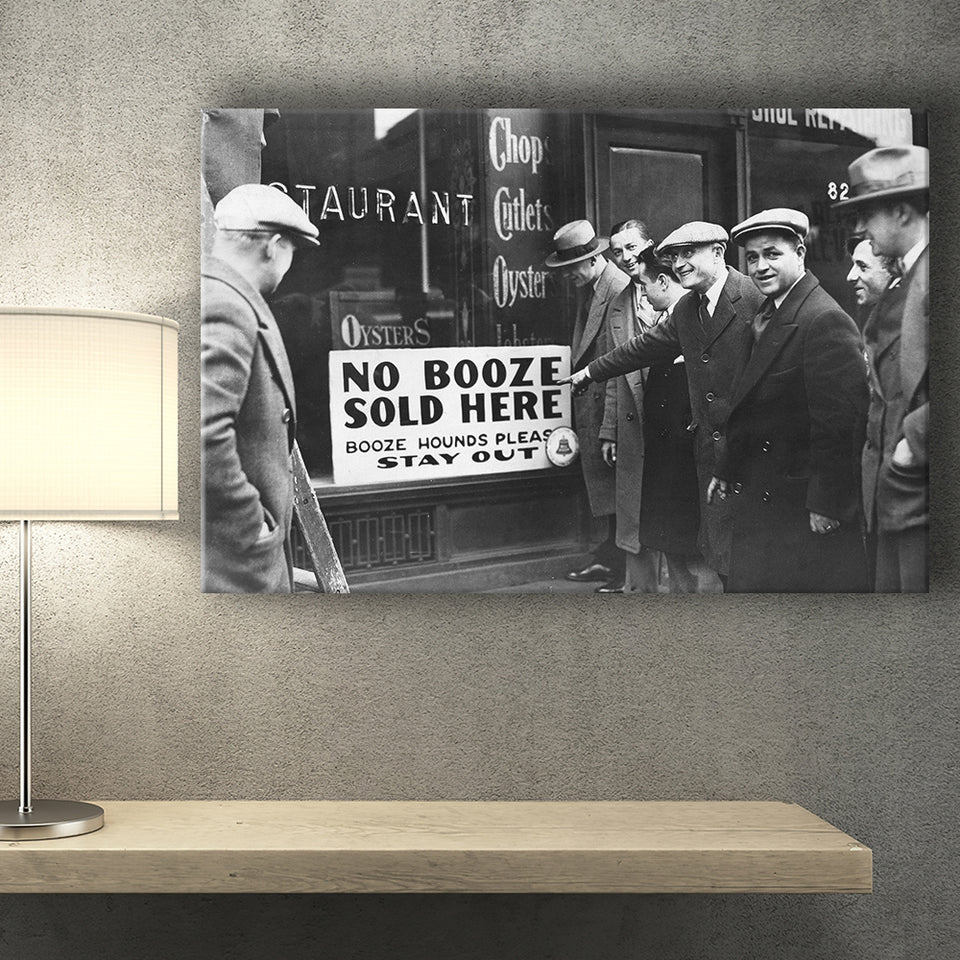 No Booze Sold Here Black And White Print, Booze Hounds Please Stay Out Canvas Prints Wall Art Home Decor