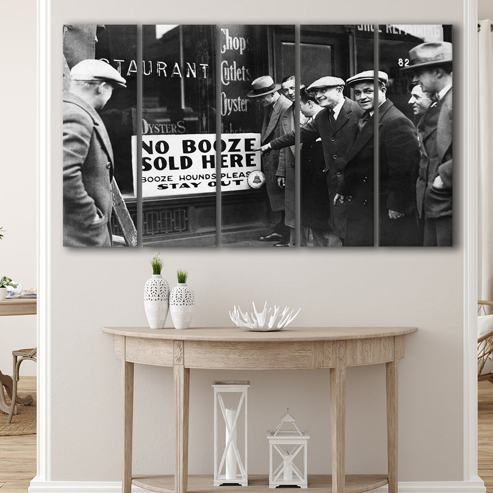 No Booze Sold Here Black And White Print, Booze Hounds Please Stay Out Larger Canvas Art, 5 Piece Canvas Prints Wall Art Decor